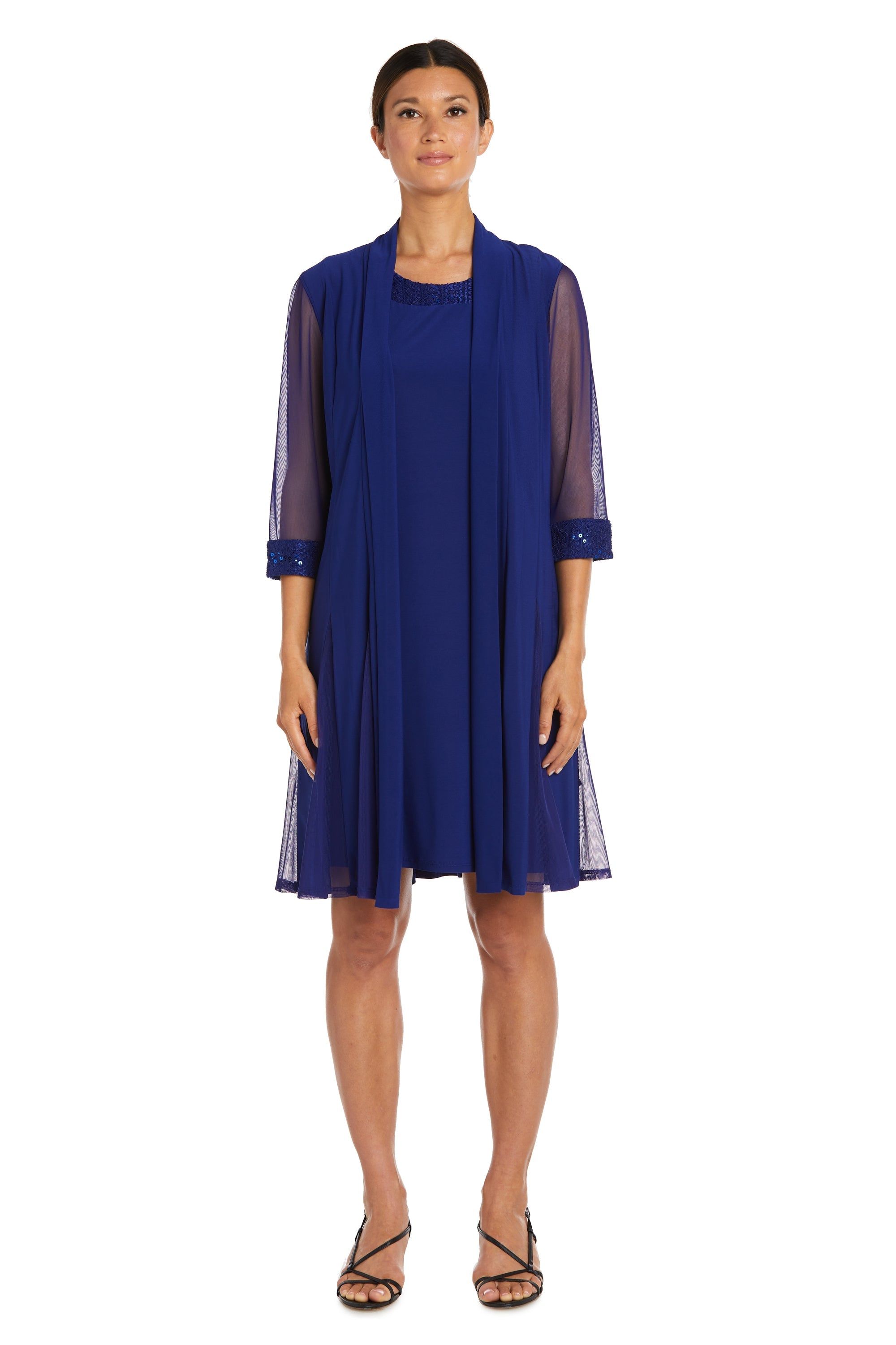 Shift Dress with Embellished Neckline and Sheer Jacket sold by R&M Richards