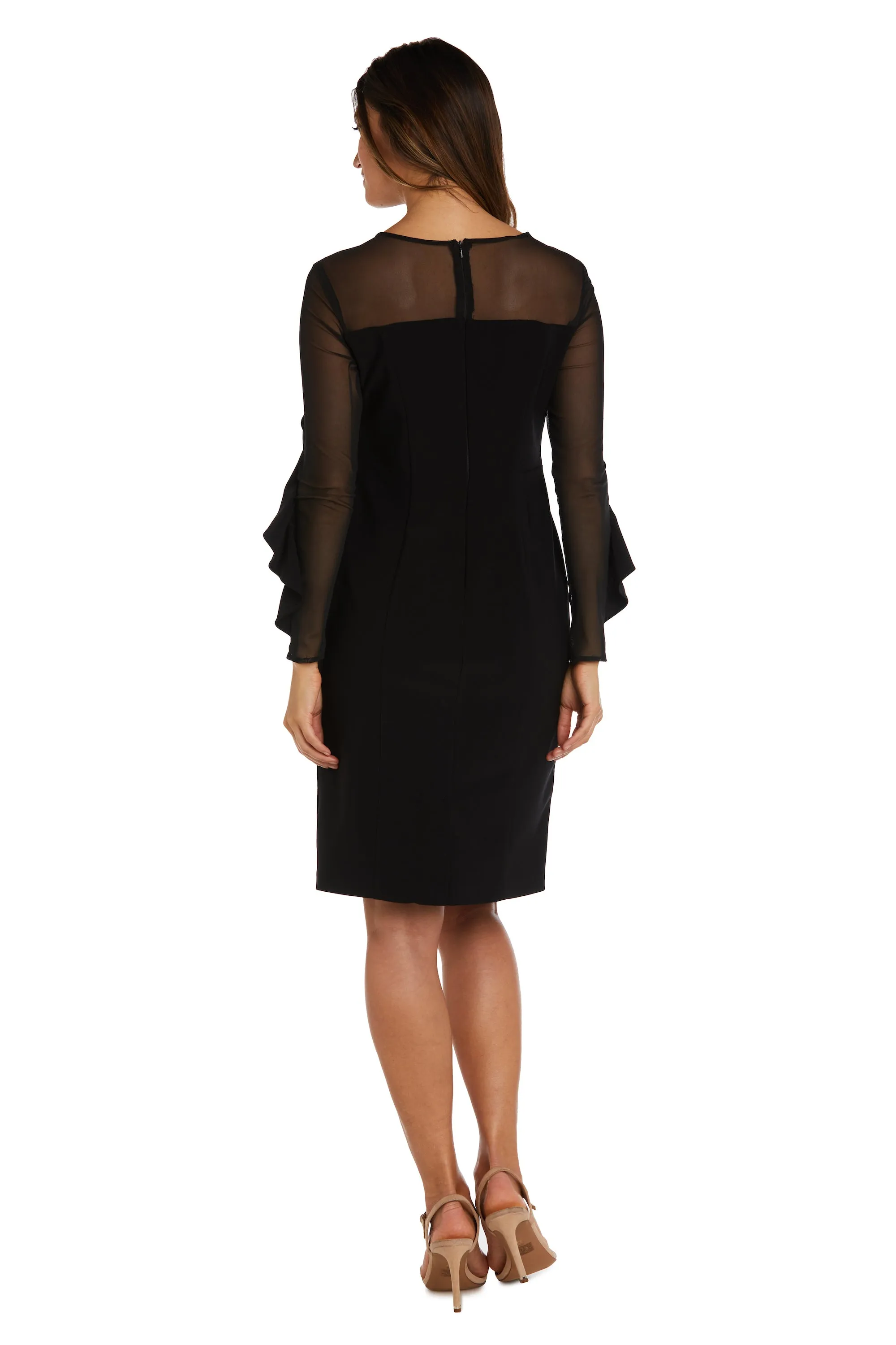 Cocktail Dress with Sheer Details and Ruffled Sleeves sold by R&M Richards product image thumbnail 2