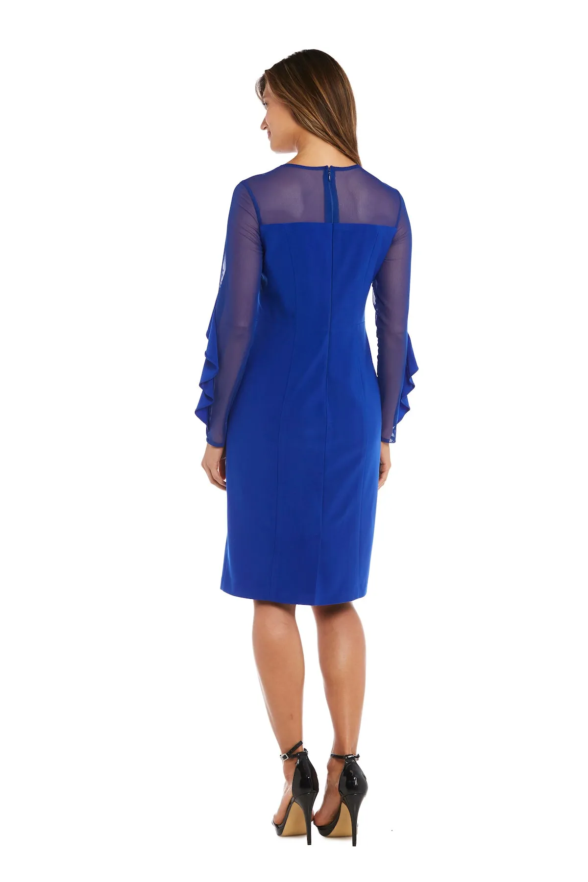 Cocktail Dress with Sheer Details and Ruffled Sleeves sold by R&M Richards product image thumbnail 5