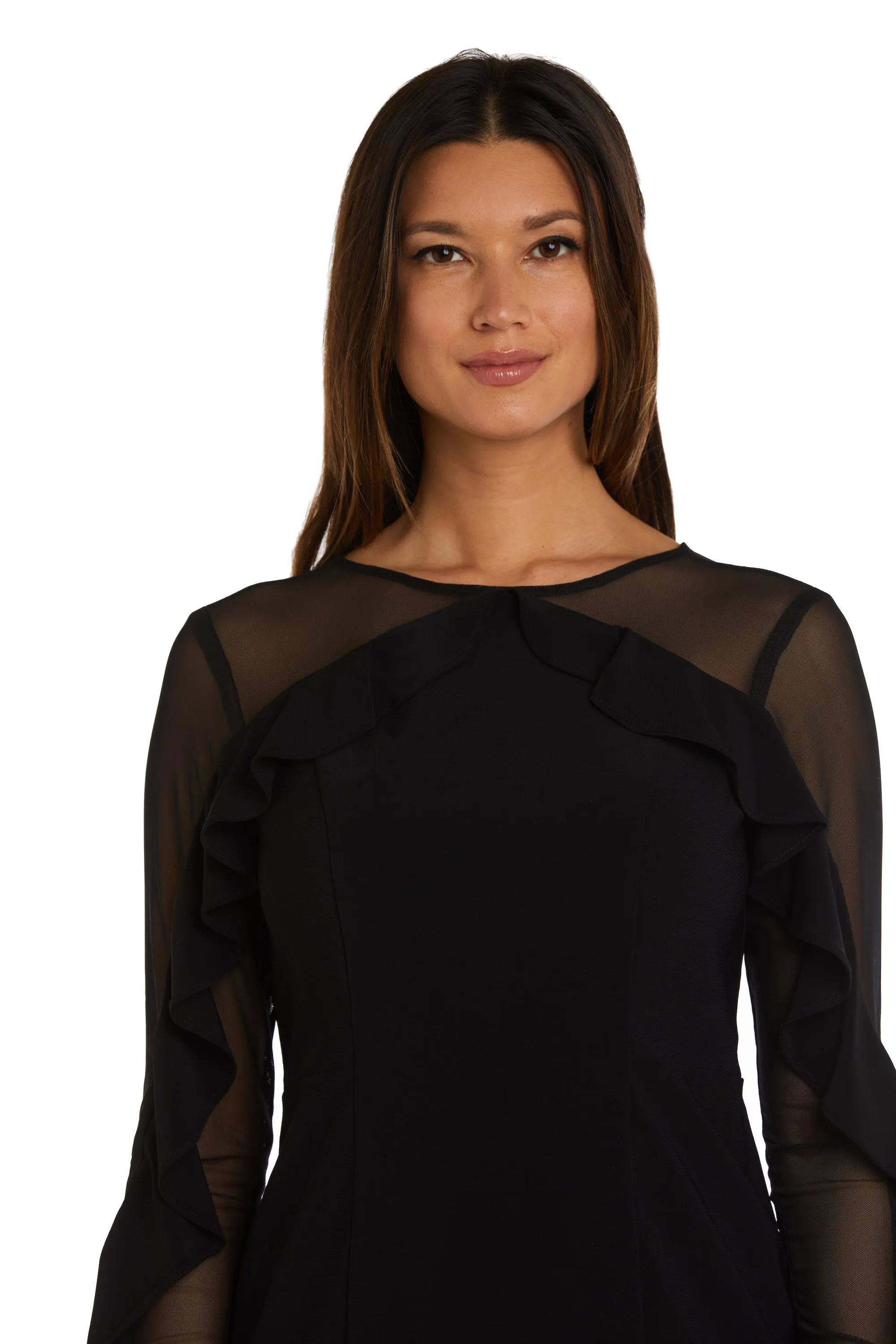 Cocktail Dress with Sheer Details and Ruffled Sleeves sold by R&M Richards product image thumbnail 3