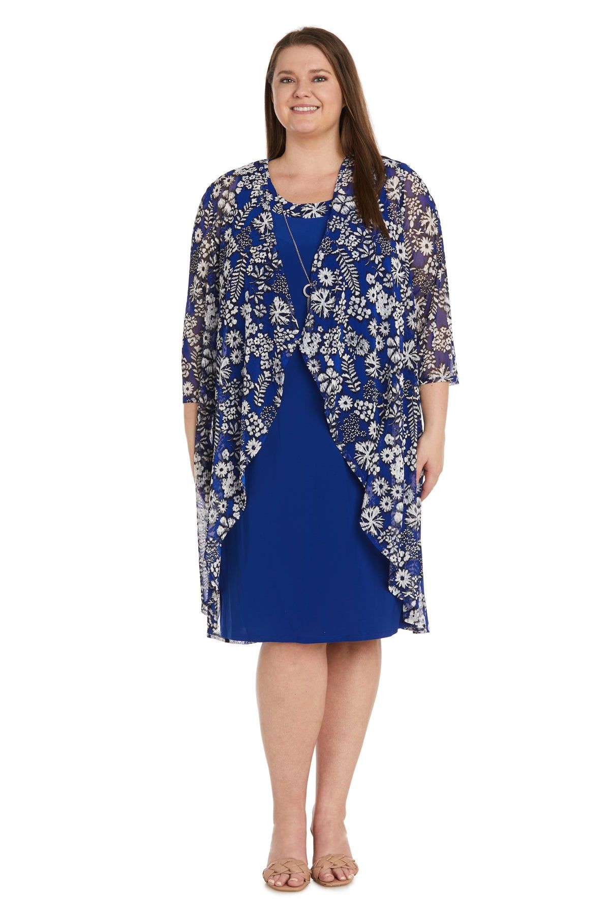 Puff Flower Printed Jacket Dress - Plus sold by R&M Richards