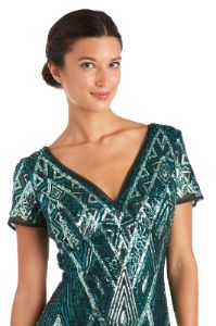 Long Sequin Beaded Godet Dress sold by R&M Richards