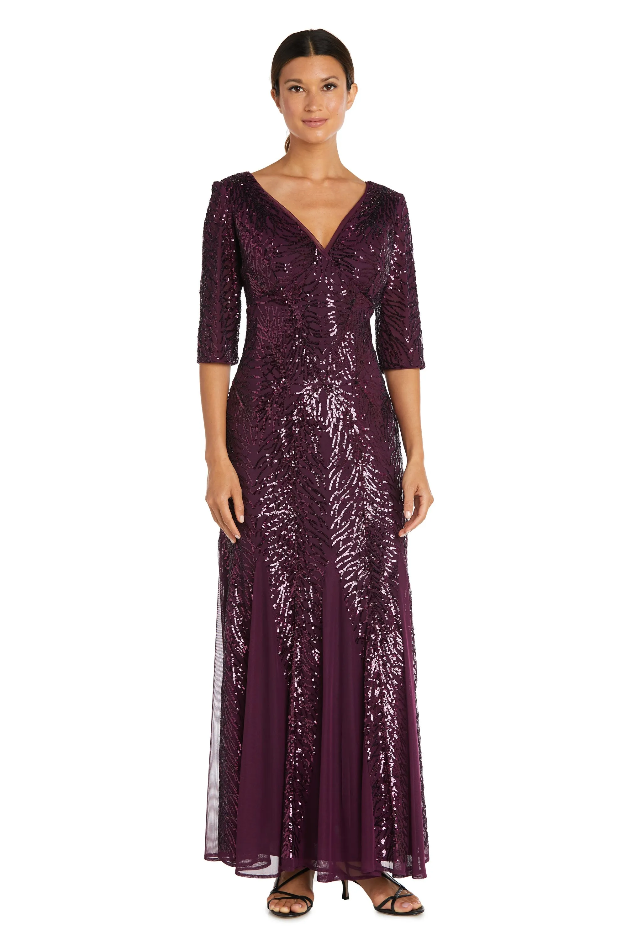 Long Sequin Beaded Godet Gown - Petite sold by R&M Richards