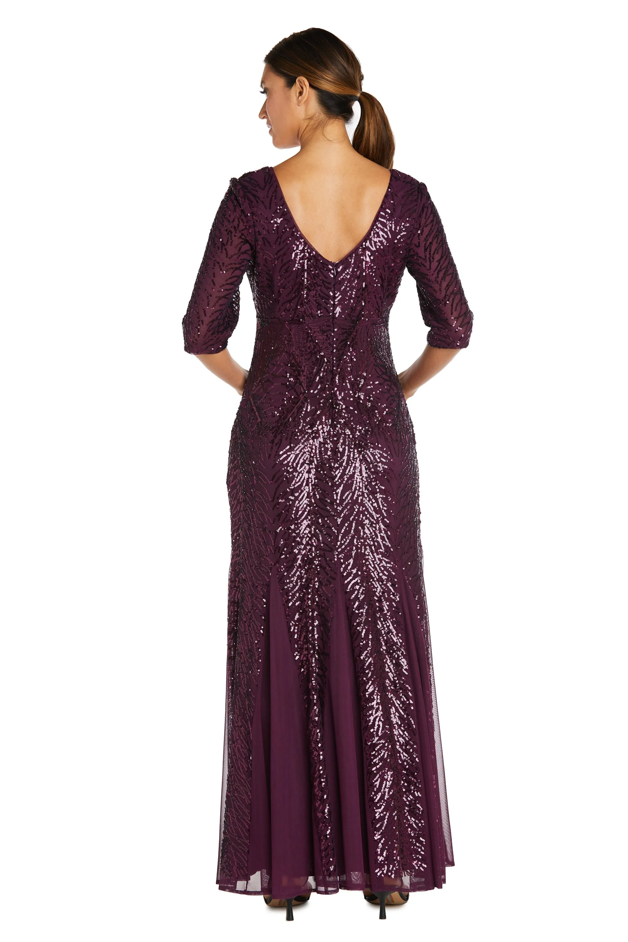 Long Sequin Beaded Godet Gown - Petite sold by R&M Richards product image thumbnail 2