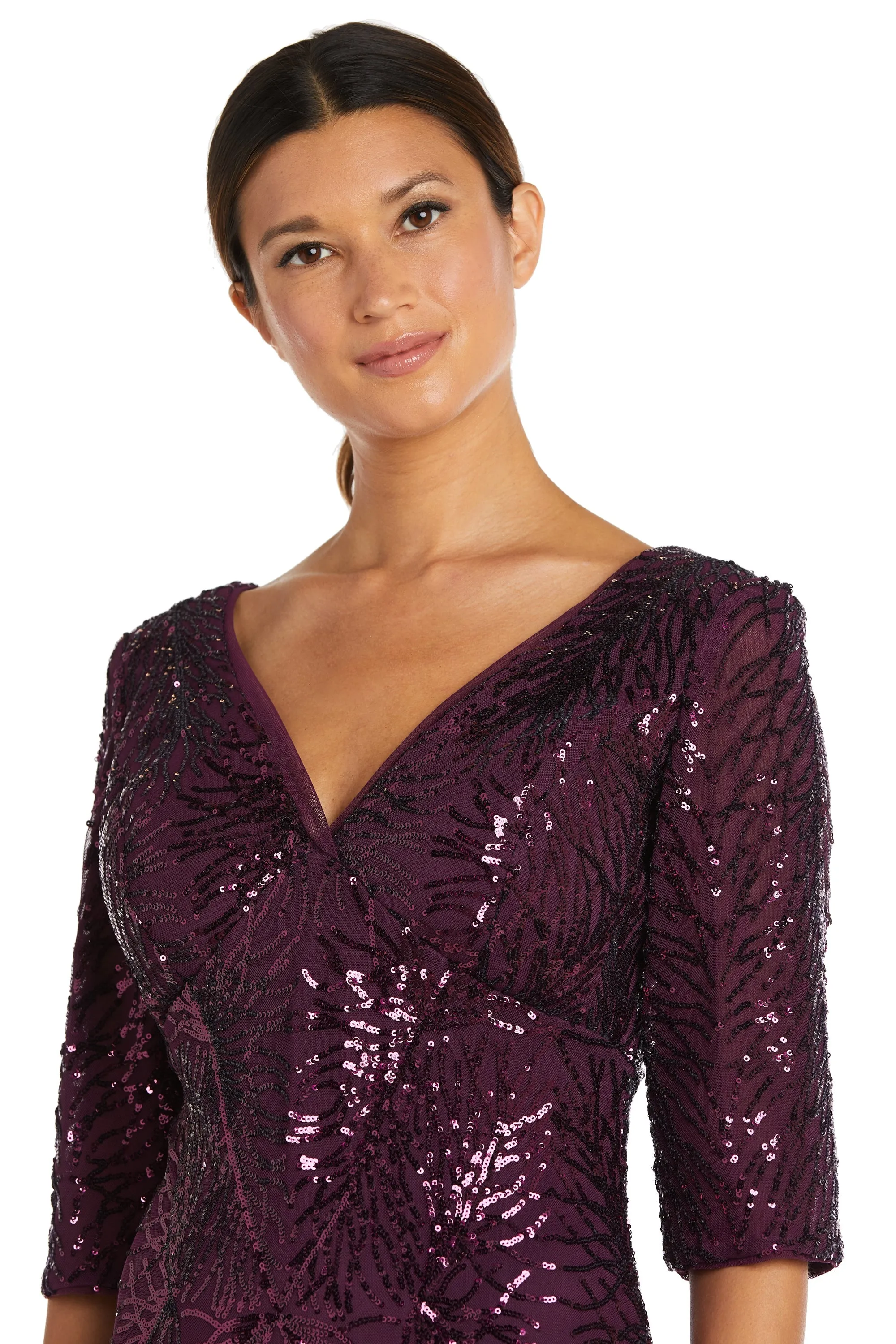 Long Sequin Beaded Godet Gown - Petite sold by R&M Richards product image thumbnail 3