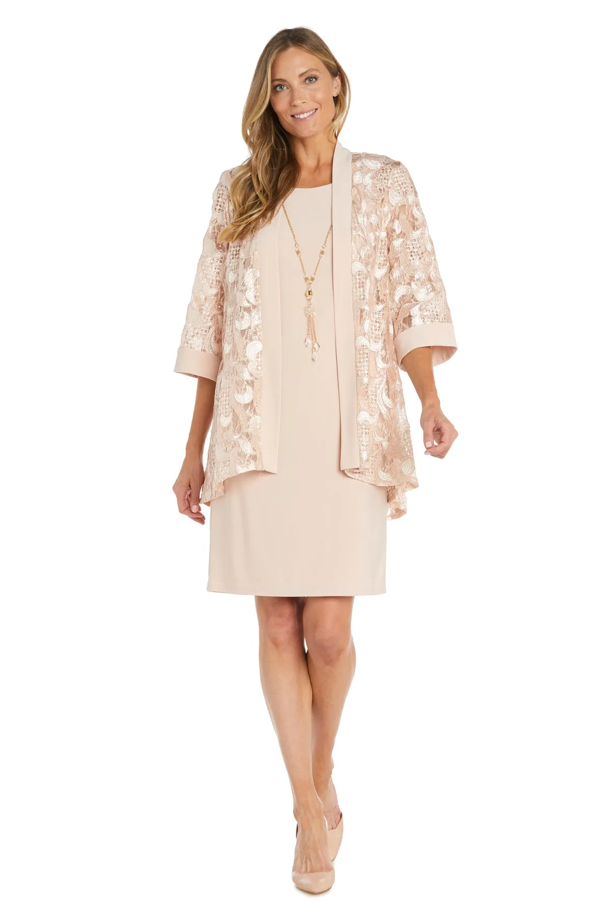 Sequined Embroidered Jacket Dress with Solid Tank Dress sold by R&M Richards