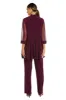 Three Piece Pantsuit With Sheer Sleeves and Neckline Beading sold by R&M Richards