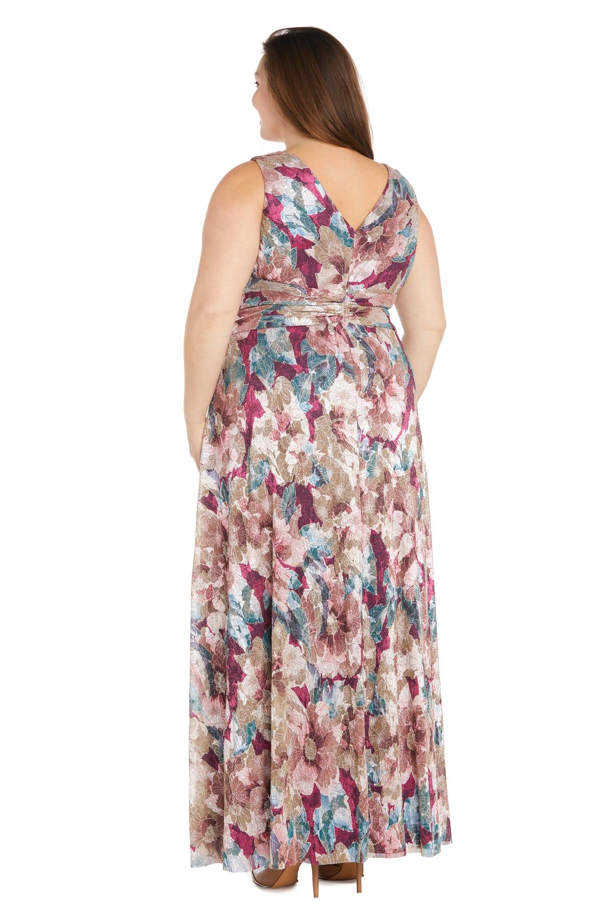 Long Metallic floral Printed Dress - Plus sold by R&M Richards product image thumbnail 2