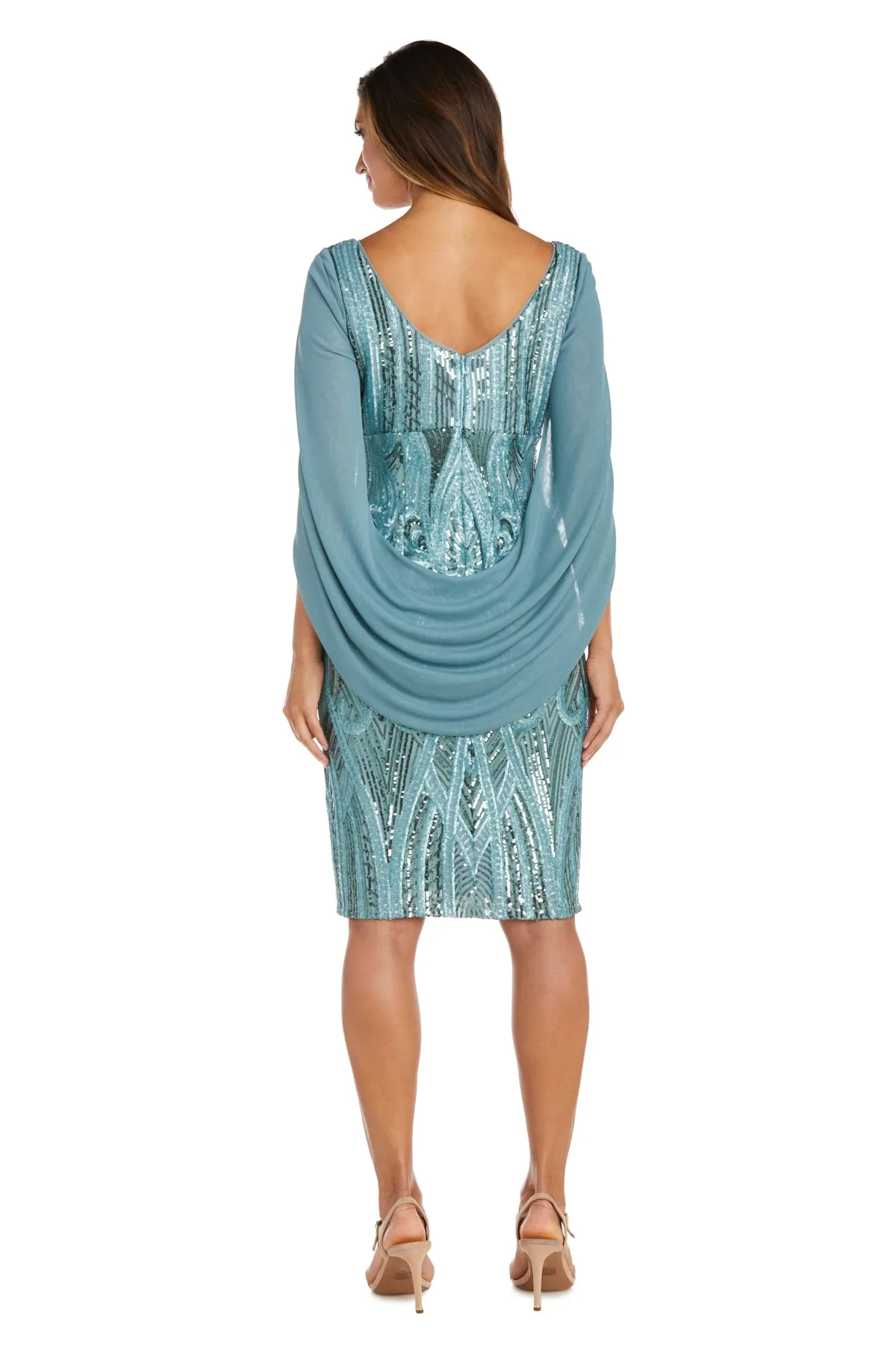 Stunning Sequin Cocktail Cape Dress sold by R&M Richards product image thumbnail 5