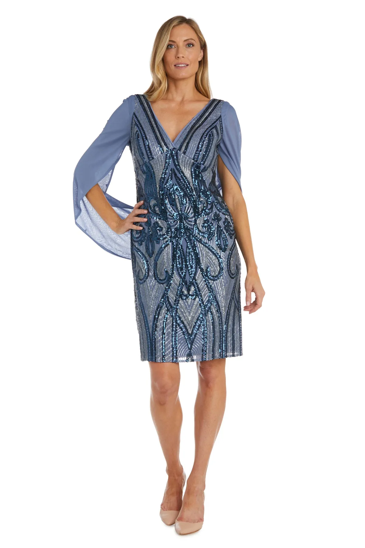 Stunning Sequin Cocktail Cape Dress sold by R&M Richards