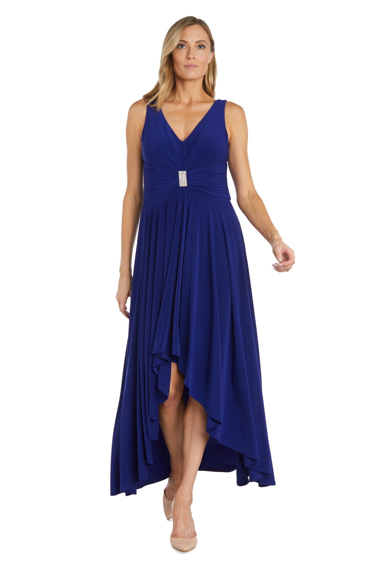 High Low Evening Gown With Rhinestone Waist sold by R&M Richards product image thumbnail 4