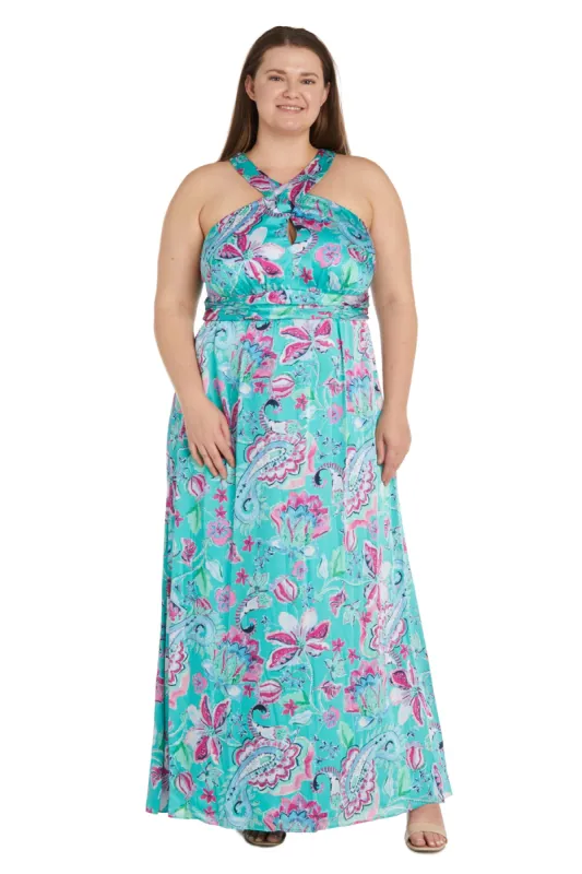 Printed Cross Over Halter Dress - Plus sold by R&M Richards