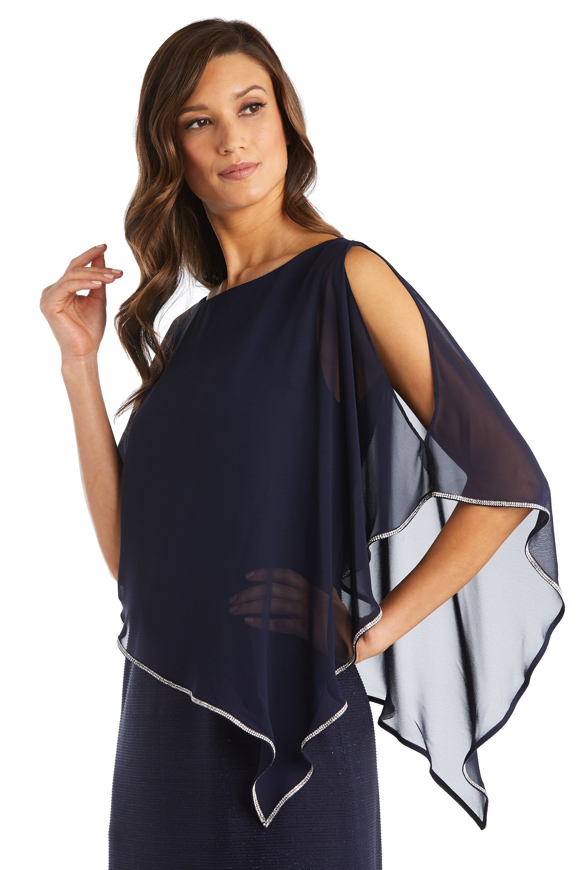 Rhinestone Poncho With Metallic Stripe Dress sold by R&M Richards product image thumbnail 3