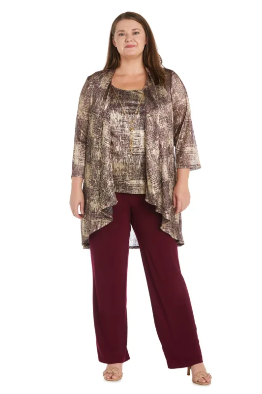 Print Foggy Foil Crinkle Duster Pant Set- Plus sold by R&M Richards