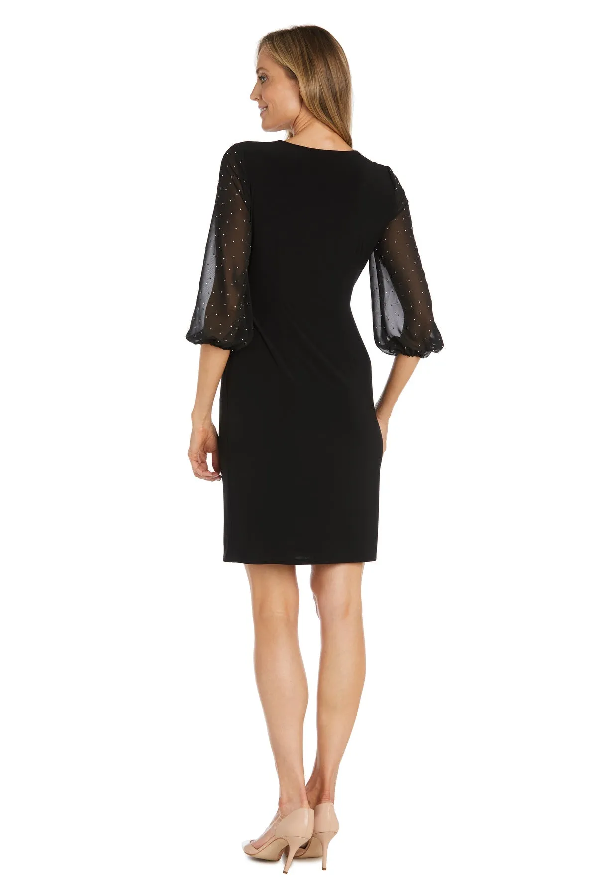 Cocktail Dress With Sheer Rhinestone Balloon Sleeves sold by R&M Richards product image thumbnail 2