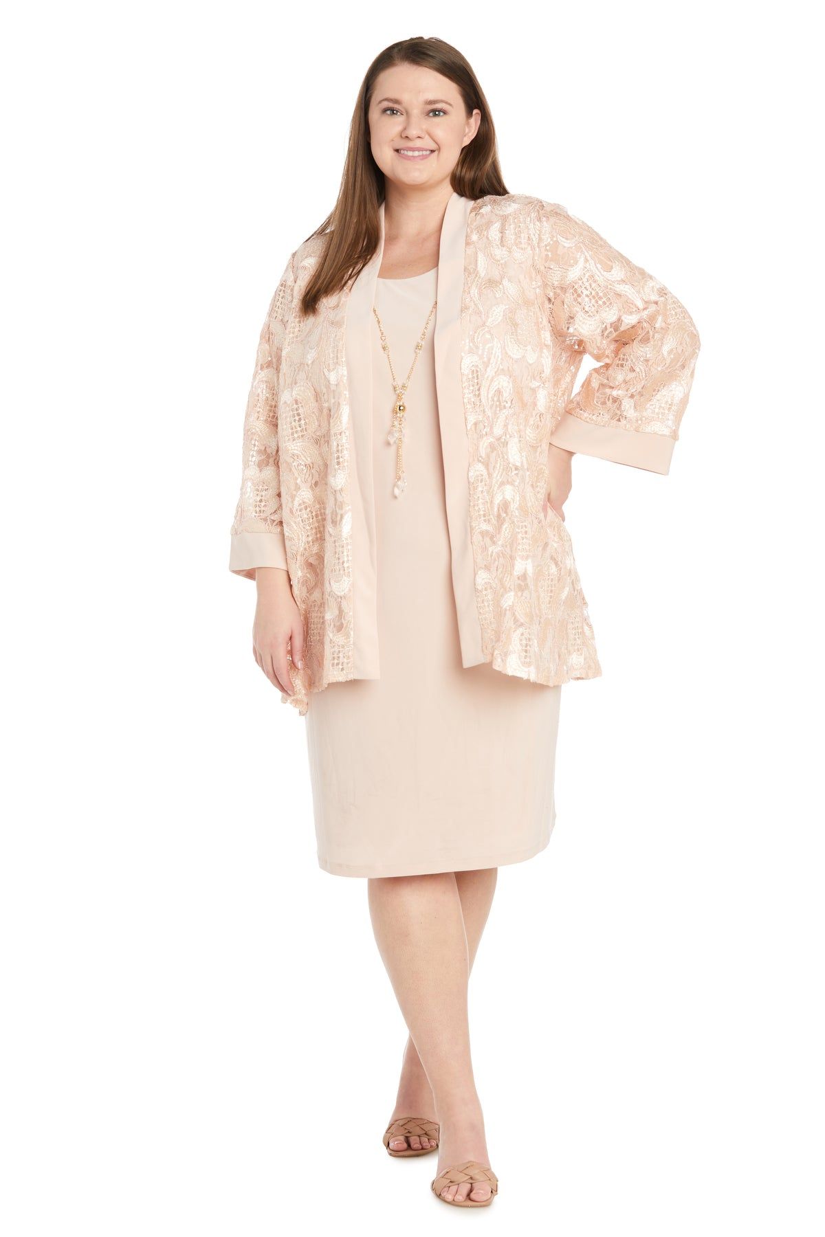 Sequined Jacket Dress with Solid Tank Dress - Plus sold by R&M Richards