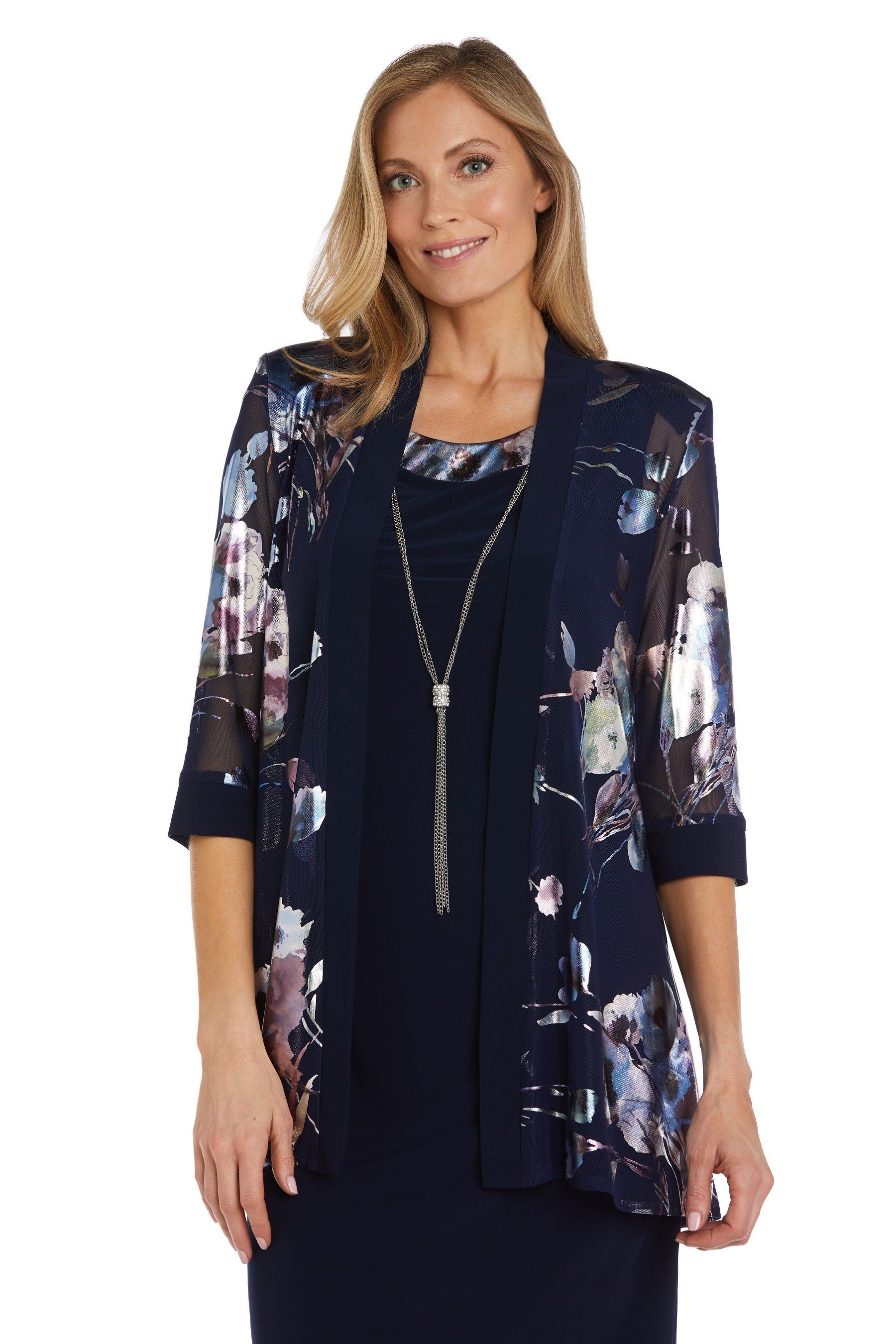Metallic Floral Printed Jacket Dress - Petite sold by R&M Richards product image thumbnail 5