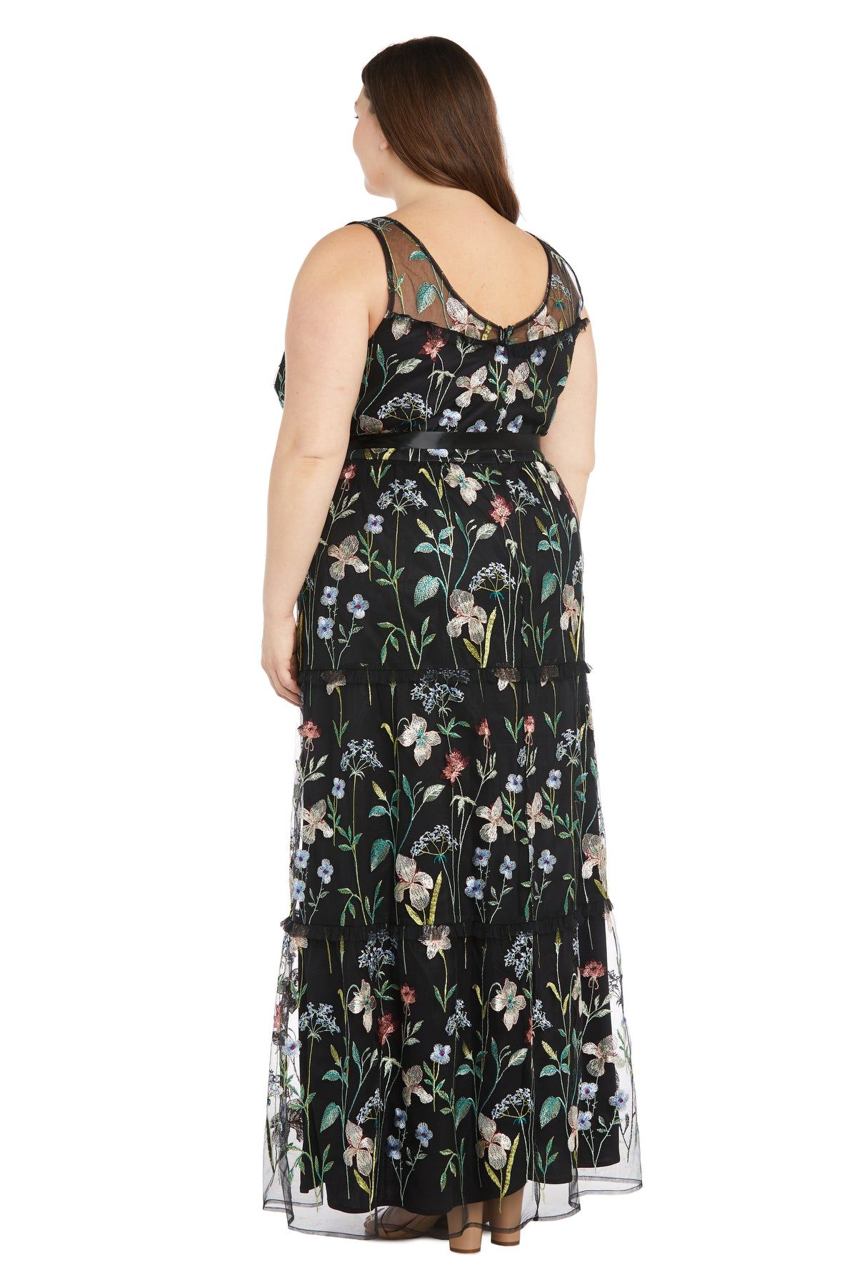 Long Floral Dress with Illusion Neckline - Plus sold by R&M Richards product image thumbnail 2