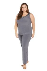 Pant Suit With Sequined Jacket - Plus sold by R&M Richards