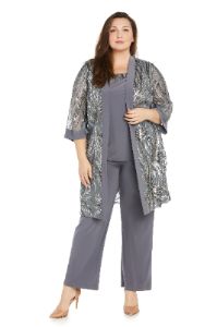 Pant Suit With Sequined Jacket - Plus sold by R&M Richards
