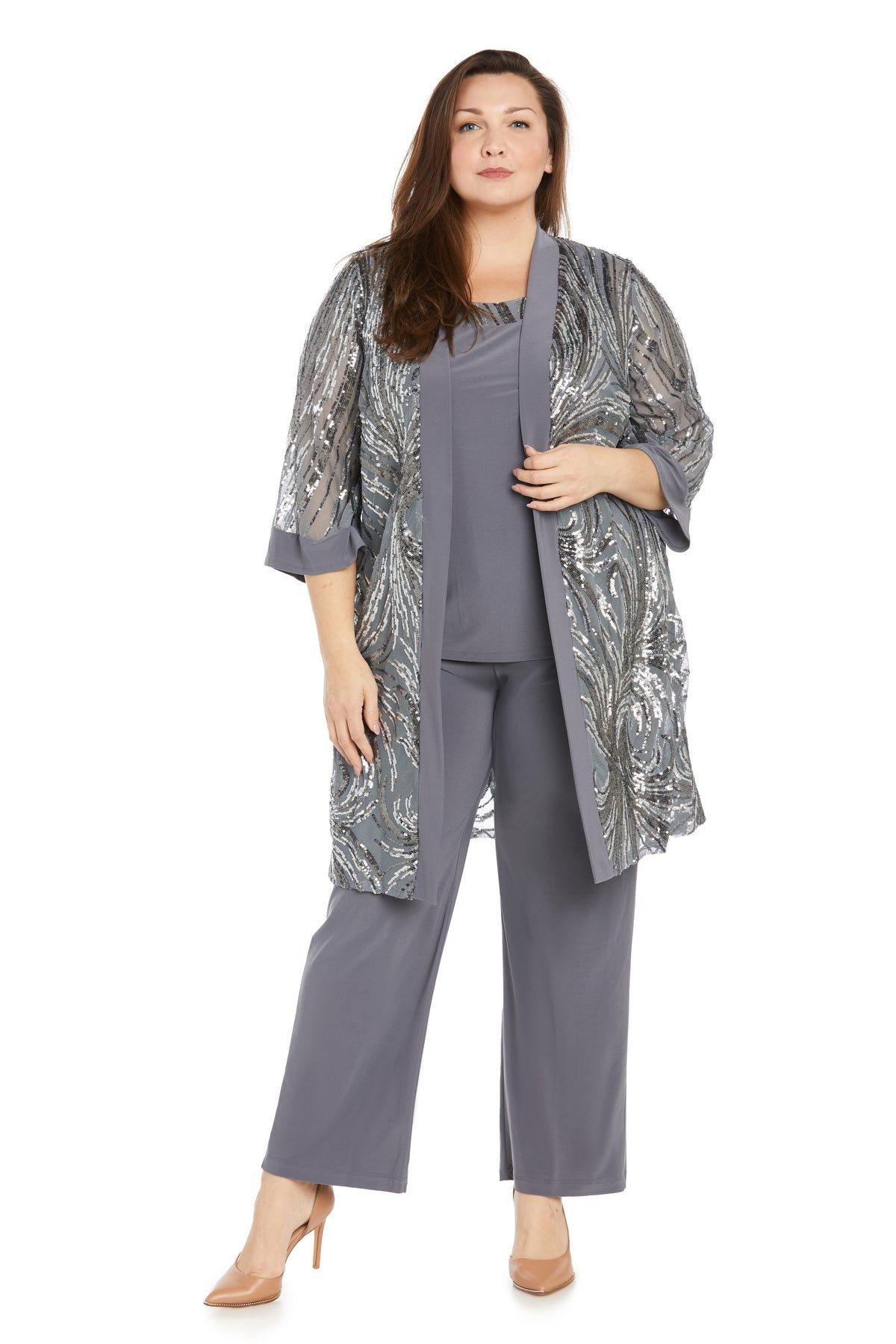 Pant Suit With Sequined Jacket - Plus sold by R&M Richards