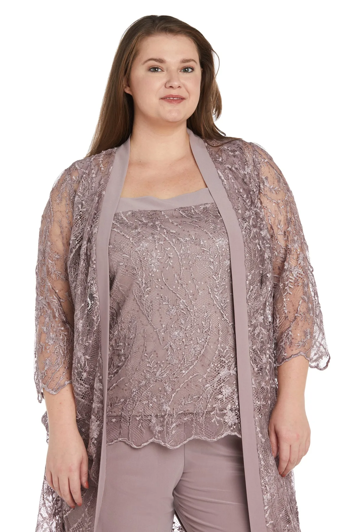 Sequin Lace Duster Pantsuit - Plus sold by R&M Richards product image thumbnail 5