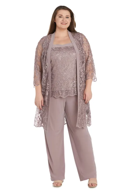 Sequin Lace Duster Pantsuit - Plus sold by R&M Richards