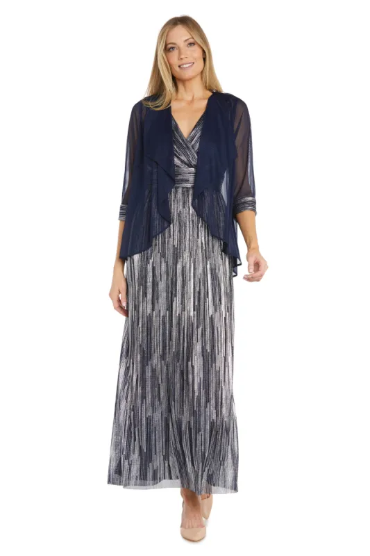 Two-Piece Cascade Front Jacket Over Surplice Bodice Long Dress sold by R&M Richards