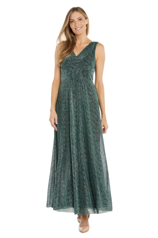 Green Metallic Gown Featuring a Flattering Waist Band sold by R&M Richards