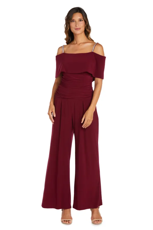 Off the Shoulder Jumpsuit with Ruched Bodice - Petite sold by R&M Richards
