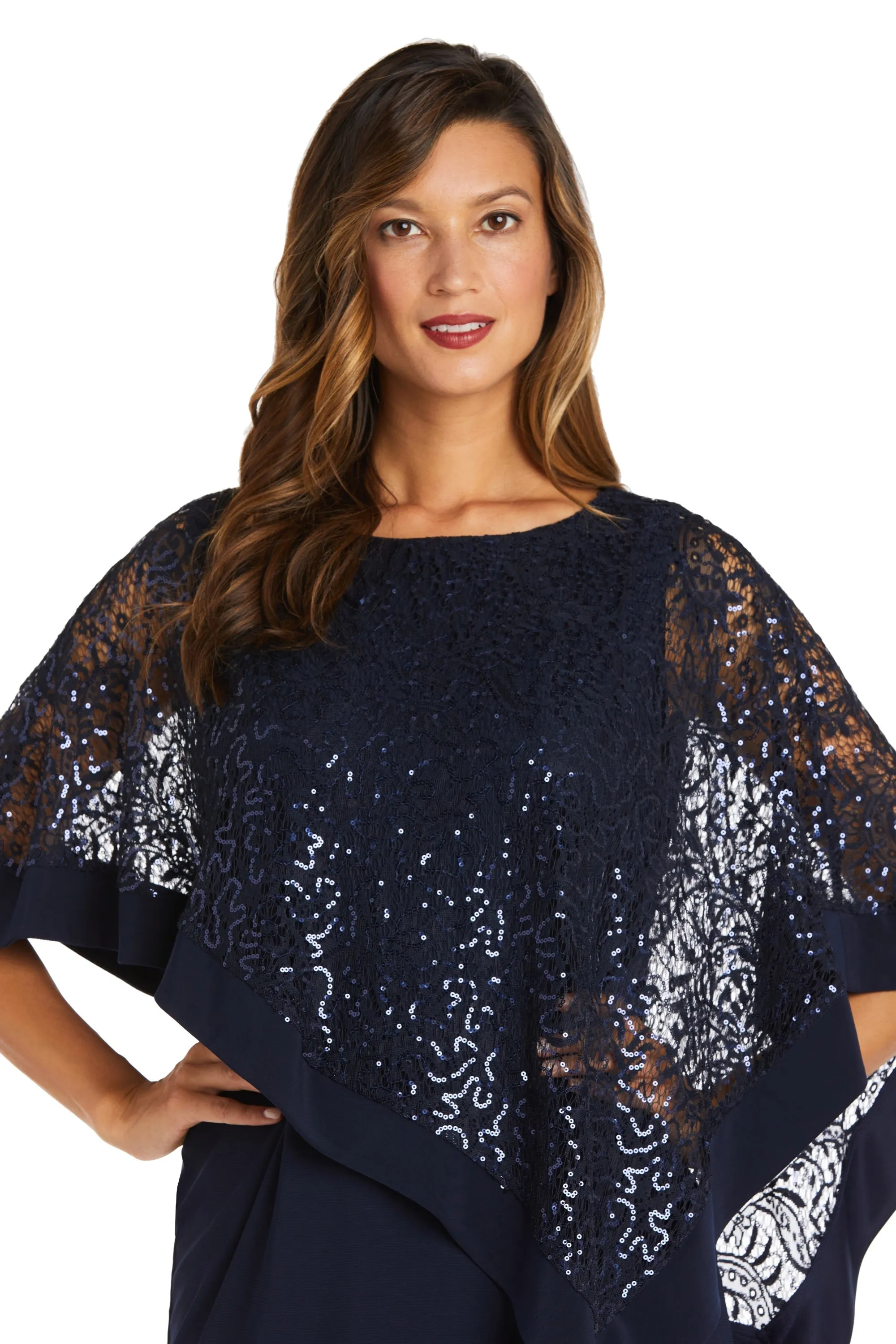 Knee-Length Dress and Sequined Poncho Set - Petite sold by R&M Richards product image thumbnail 3