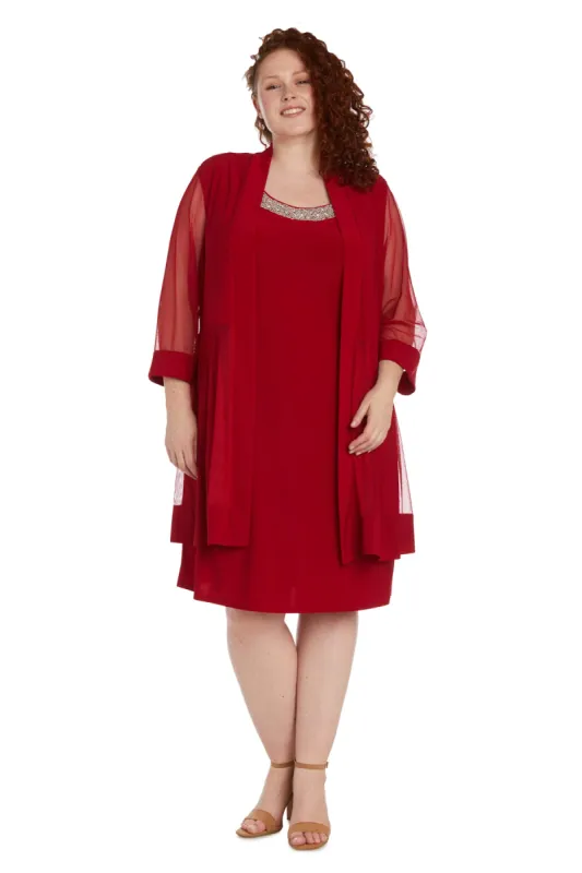 Jacket Dress With Beaded Neckline and Soft Jacket - Plus sold by R&M Richards