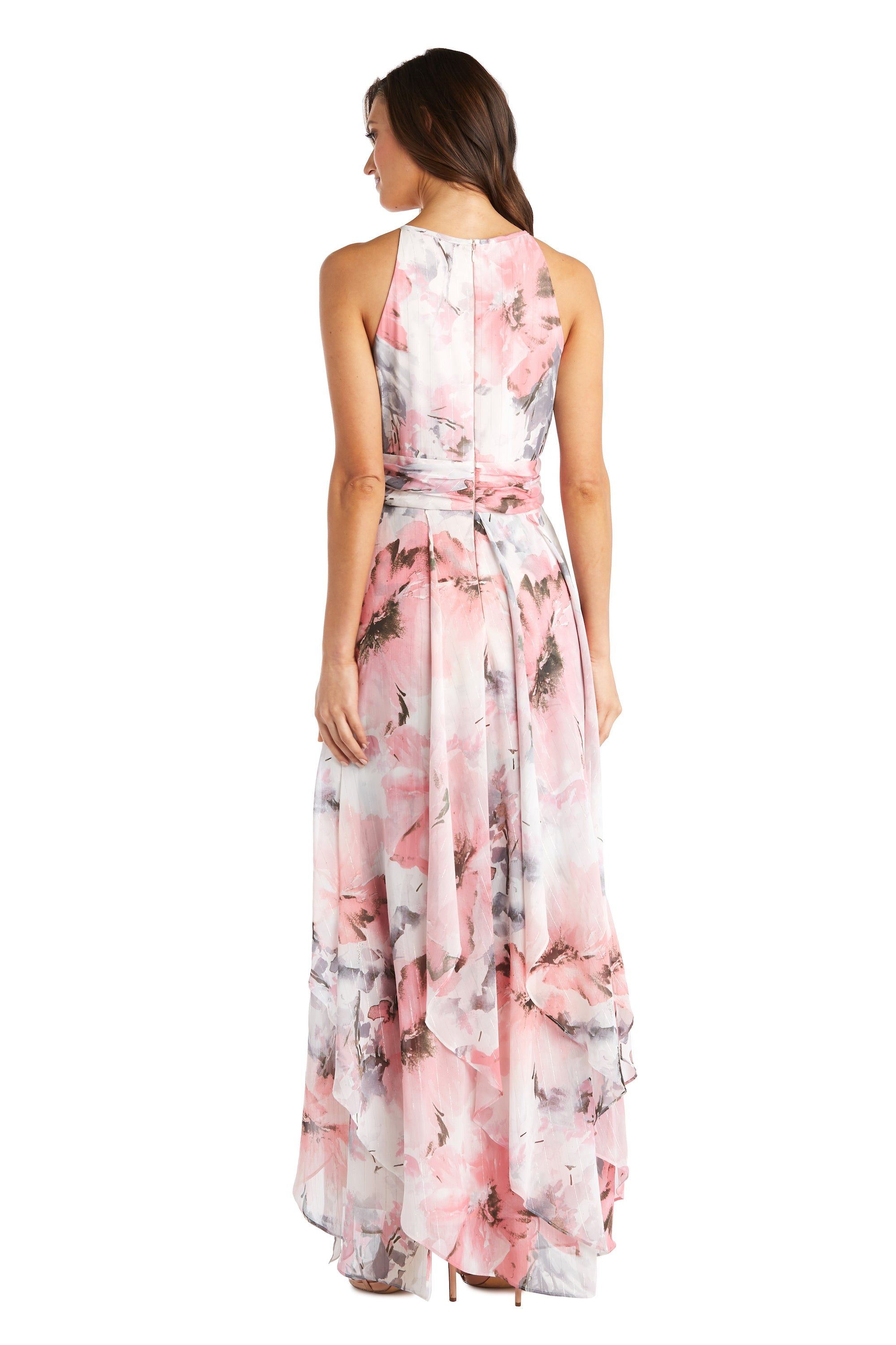 Long Halter Sheer Printed Chiffon Maxi Dress sold by R&M Richards product image thumbnail 2