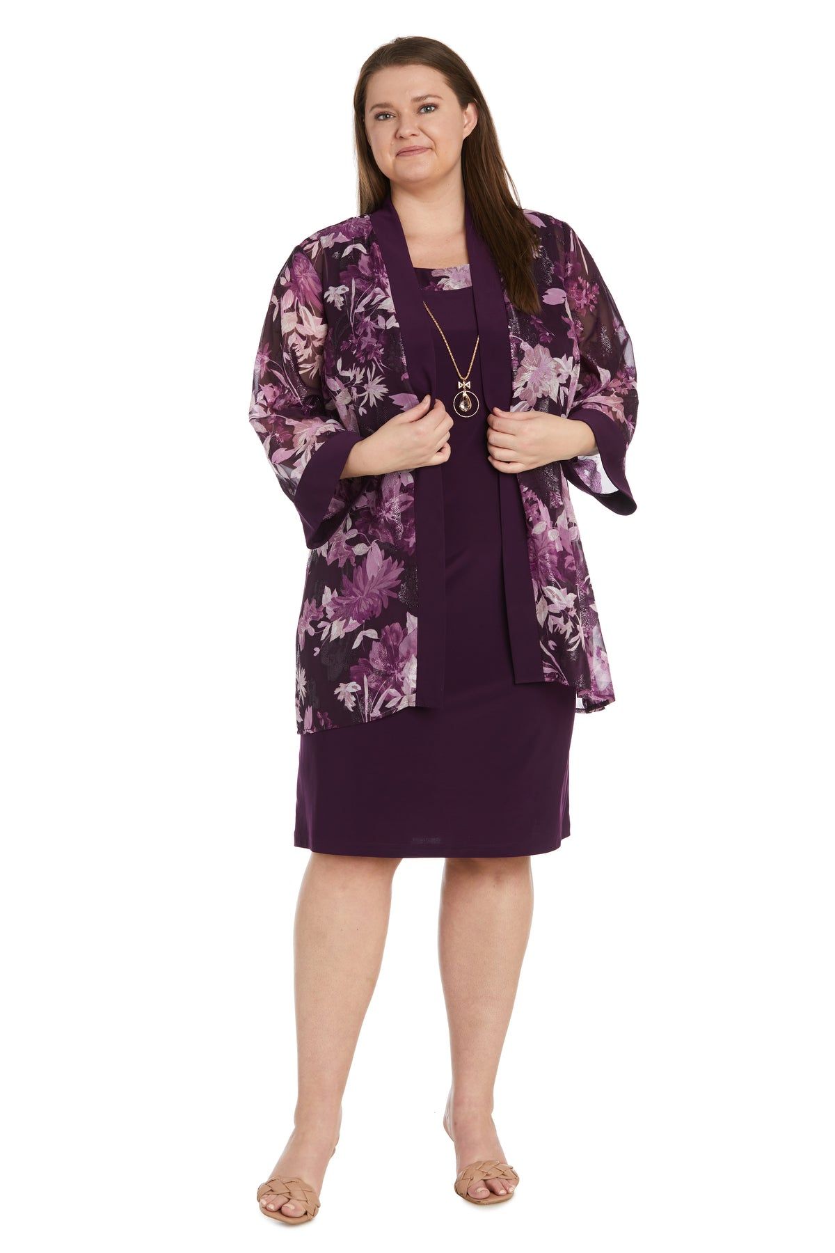 Lurex Floral Jacket Dress - Plus sold by R&M Richards