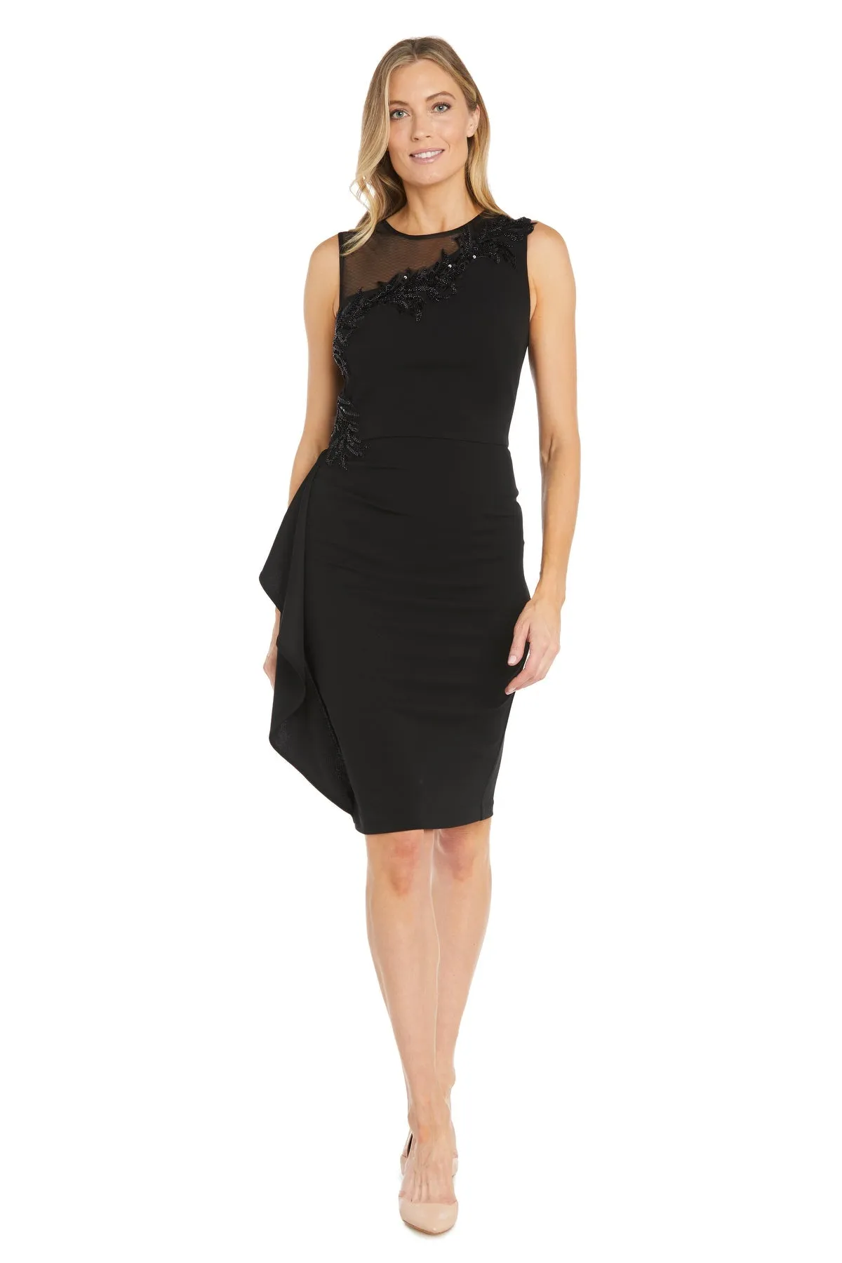 Perfect Little Black Dress with Illusion Neckline - Petite sold by R&M Richards