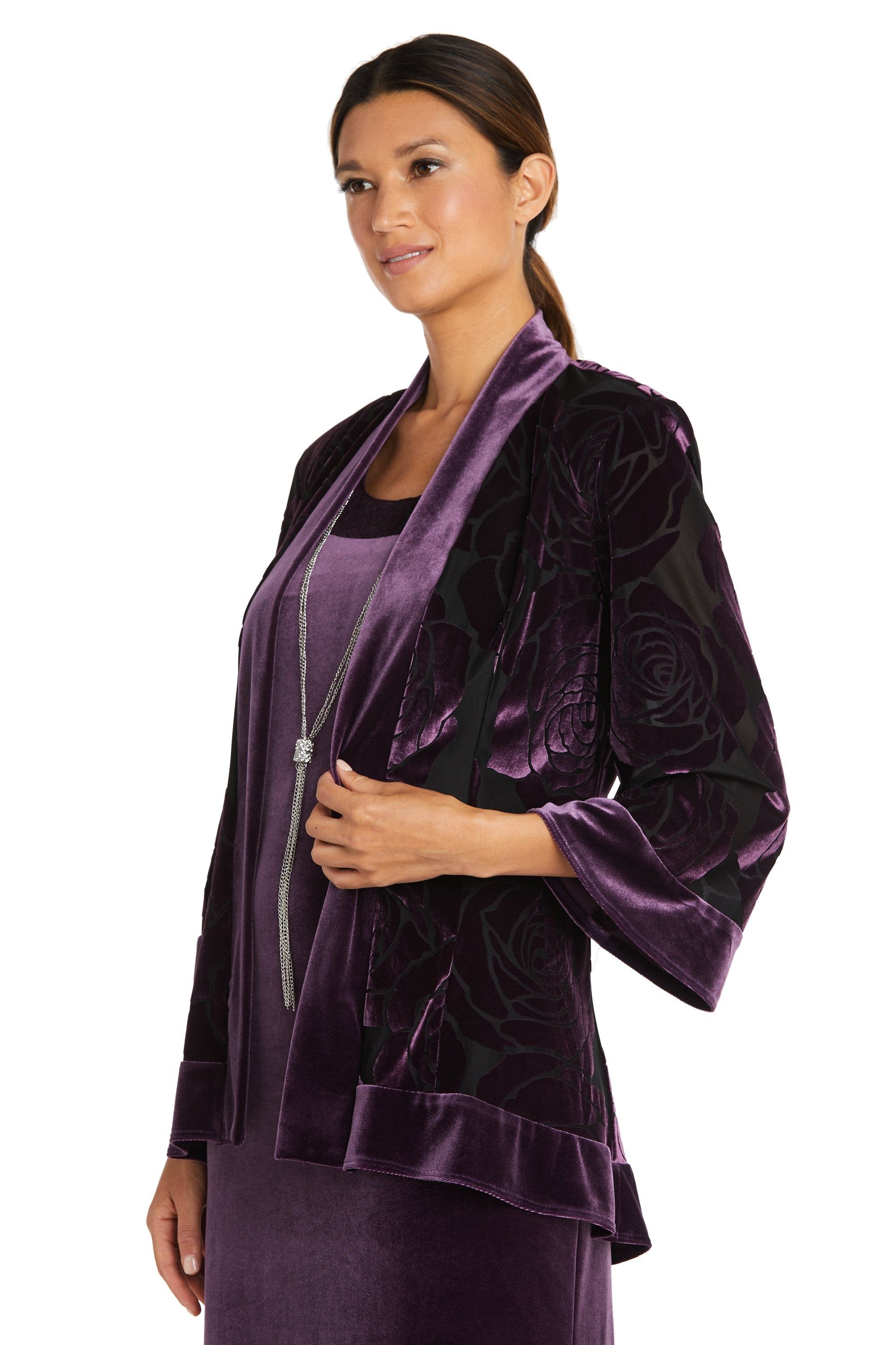 Two Piece Floral Velvet Jacket and Dress Set - Petite sold by R&M Richards product image thumbnail 5