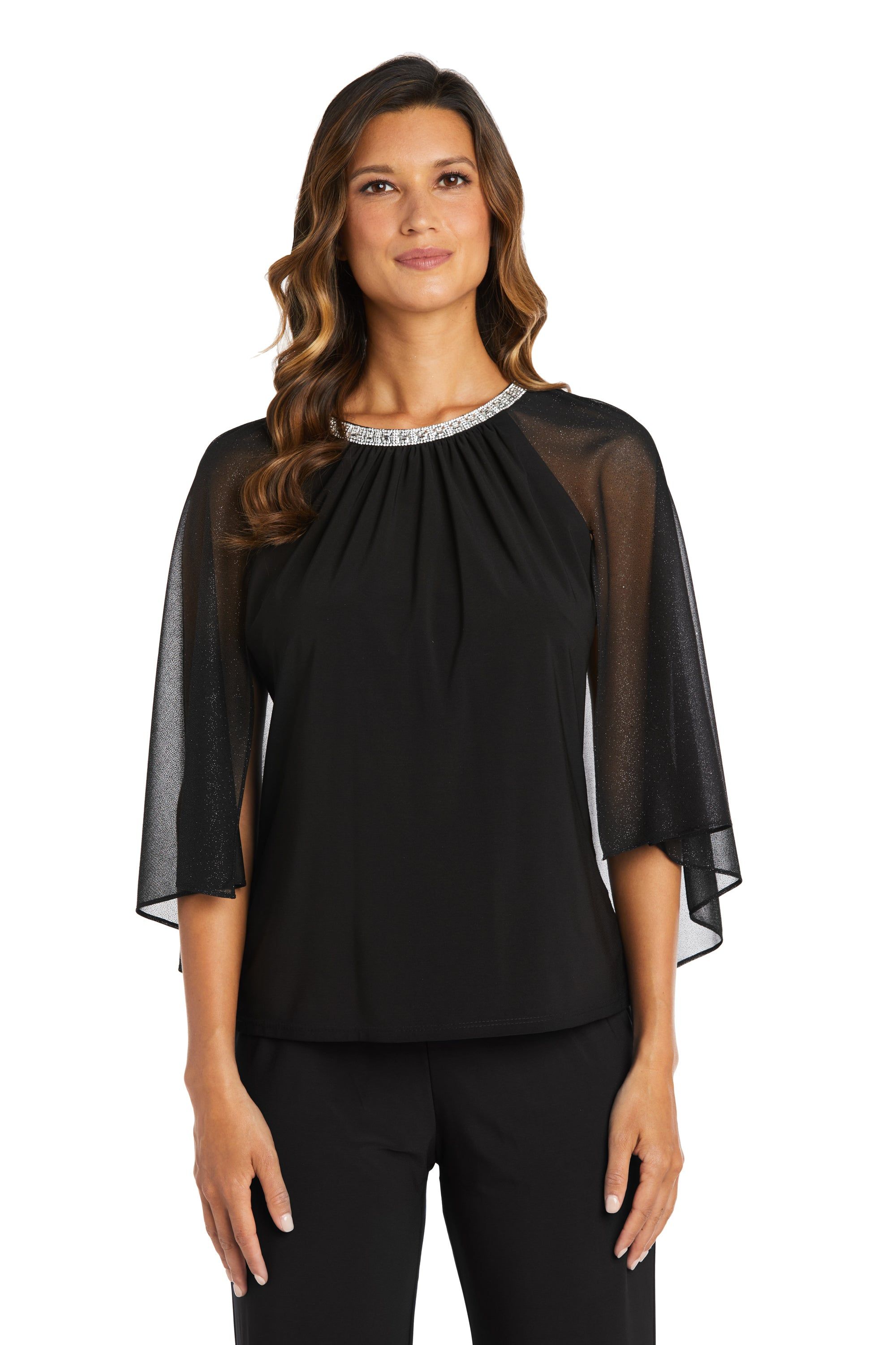 Chiffon Capelet Top with Rhinestone Detail sold by R&M Richards product image thumbnail 3