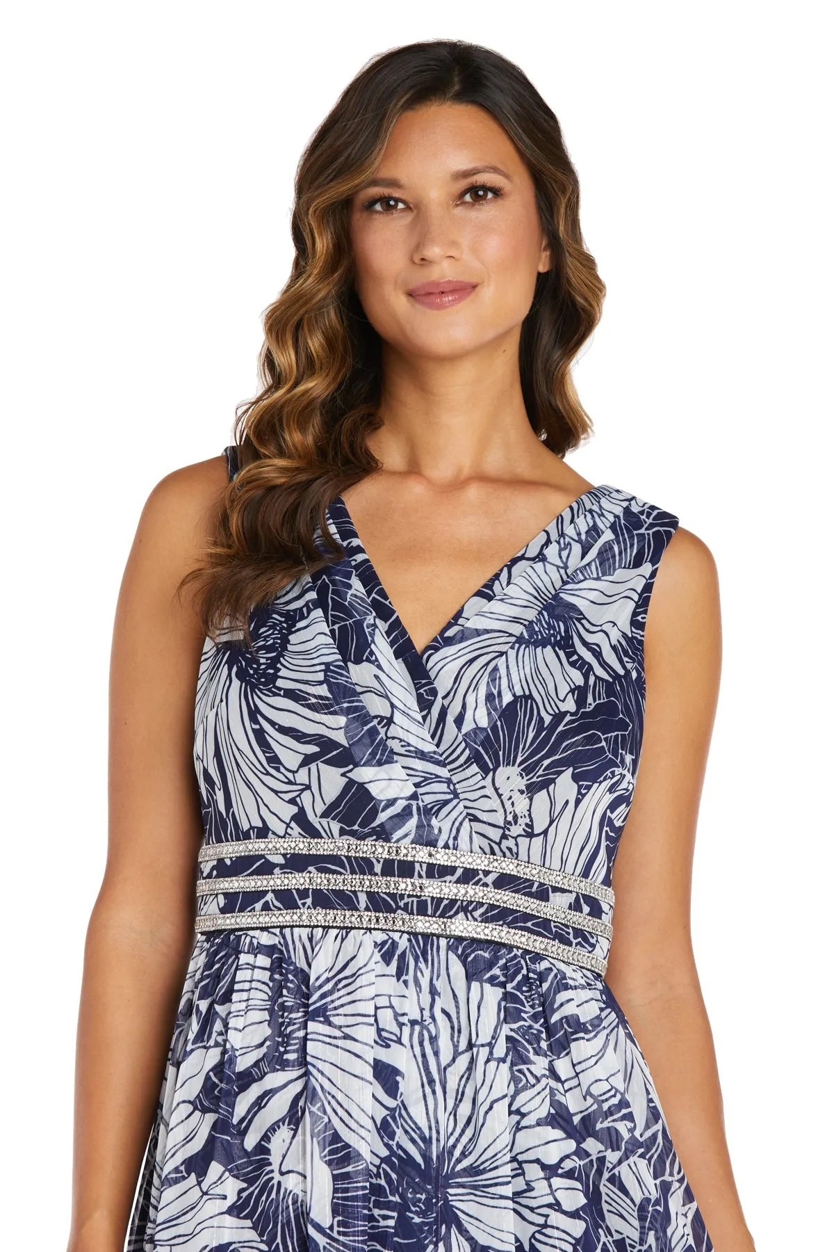 Floral Chiffon Printed Dress with Rhinestone Waistband - Petite sold by R&M Richards product image thumbnail 3