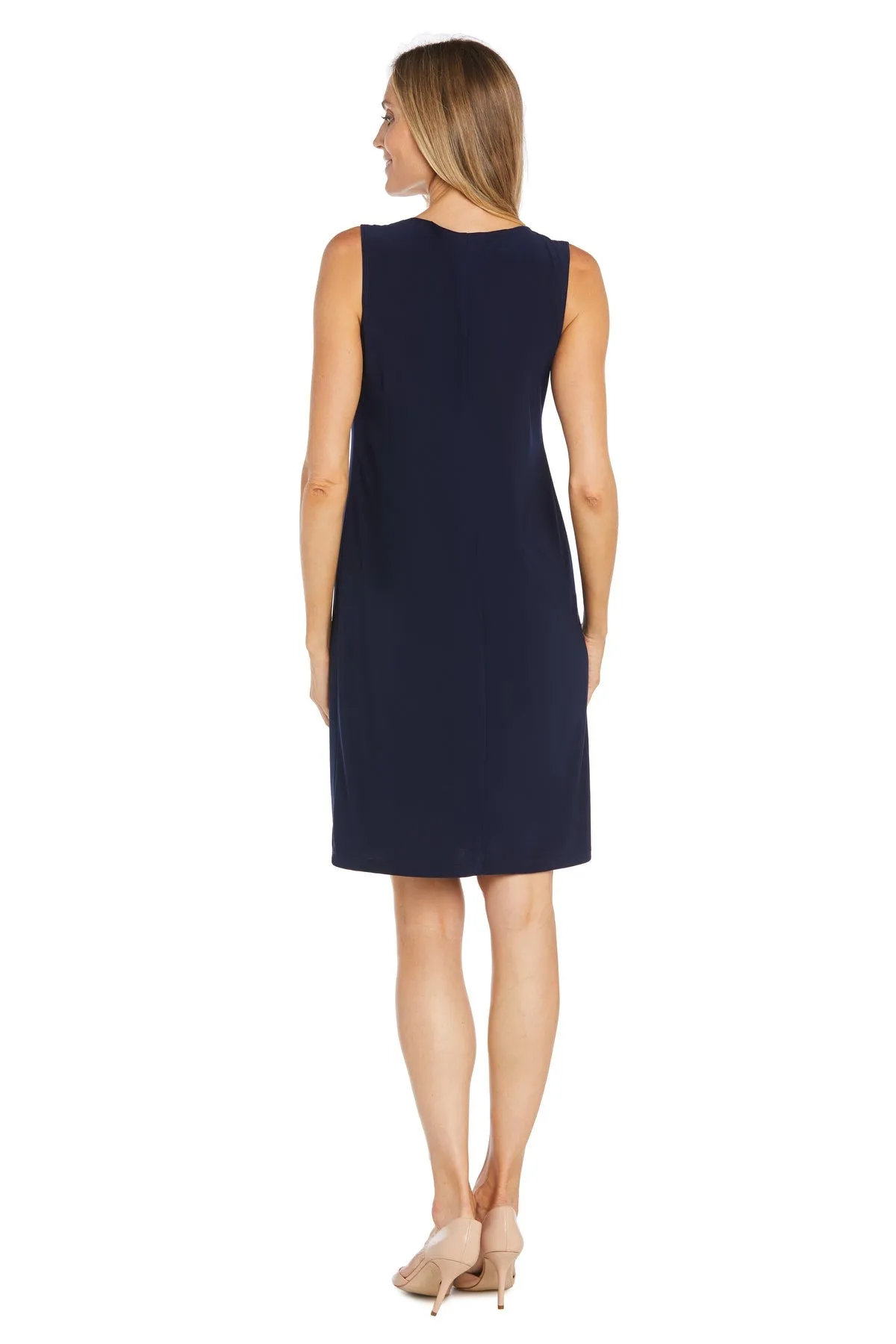 Navy/Coral Printed Jacket Dress - Petite sold by R&M Richards product image thumbnail 4