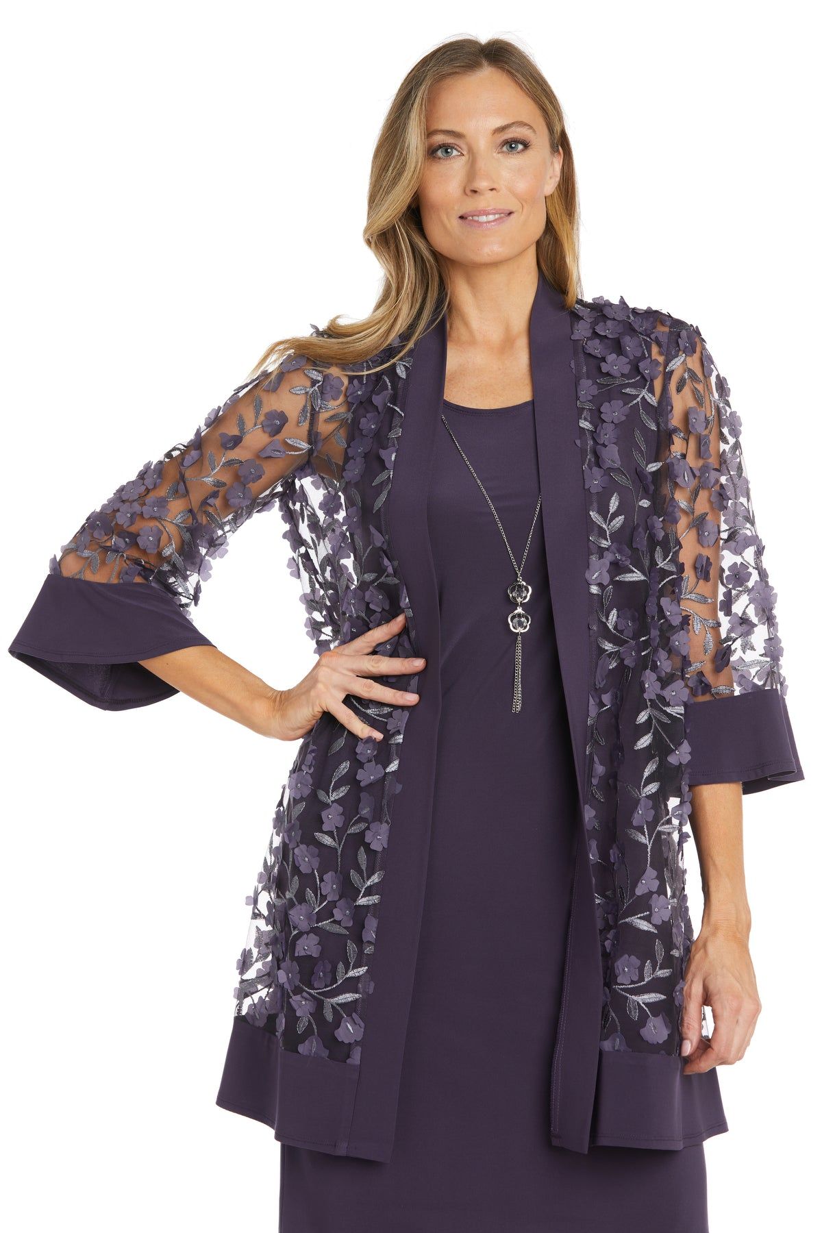 Floral Dress and Jacket Set with Built In Necklace - Petite sold by R&M Richards product image thumbnail 5