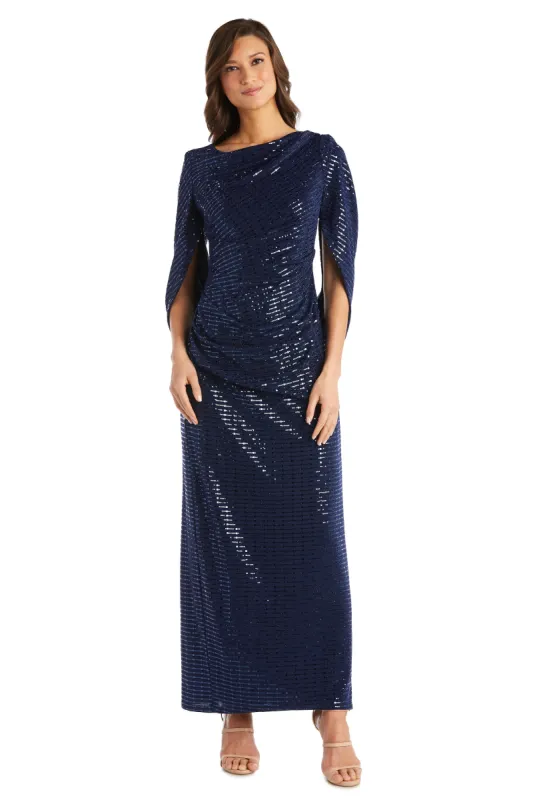 Long Metallic Dress with Back Drape Sleeves sold by R&M Richards
