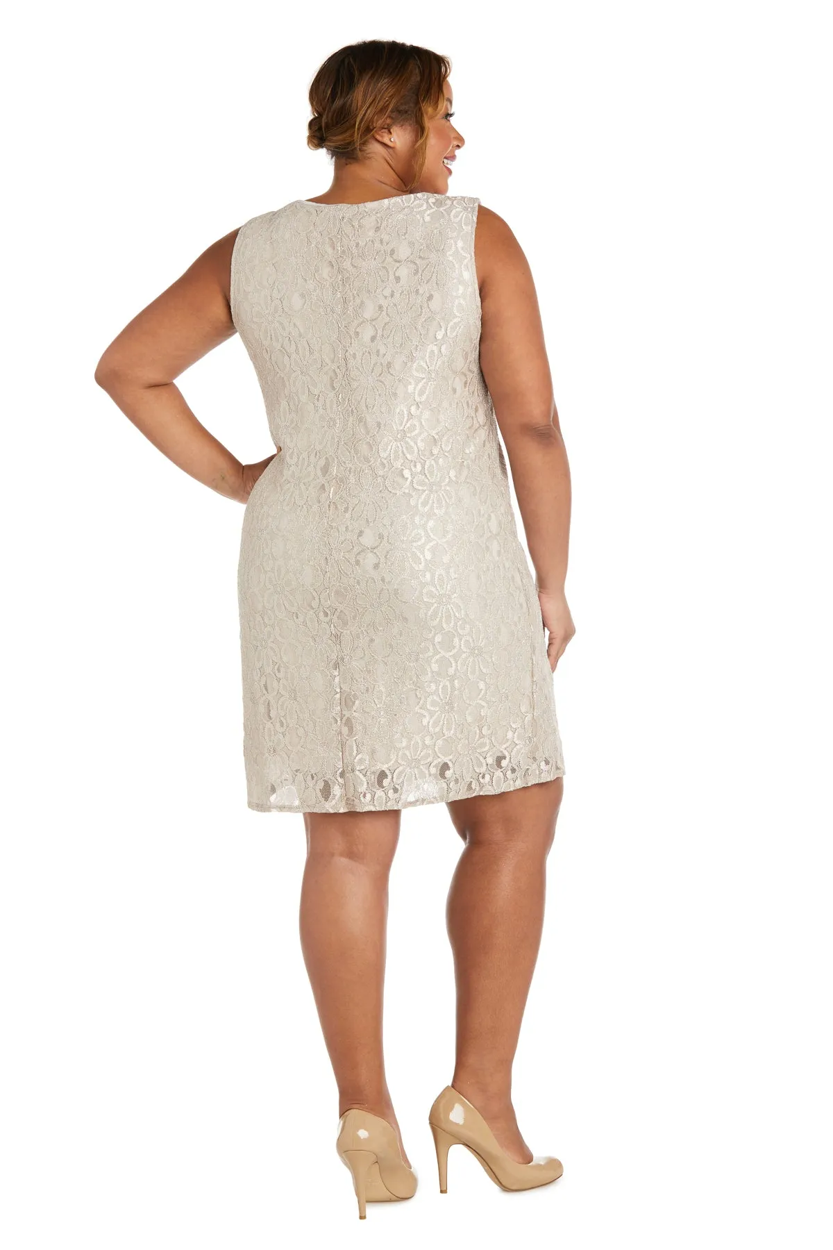 Lace Shift Dress with Pearl Embellishment - Plus sold by R&M Richards product image thumbnail 4