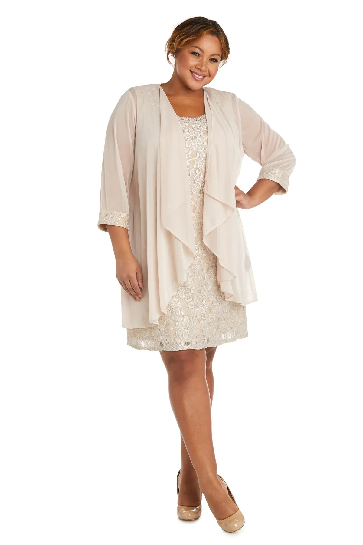 Lace Shift Dress with Pearl Embellishment - Plus sold by R&M Richards