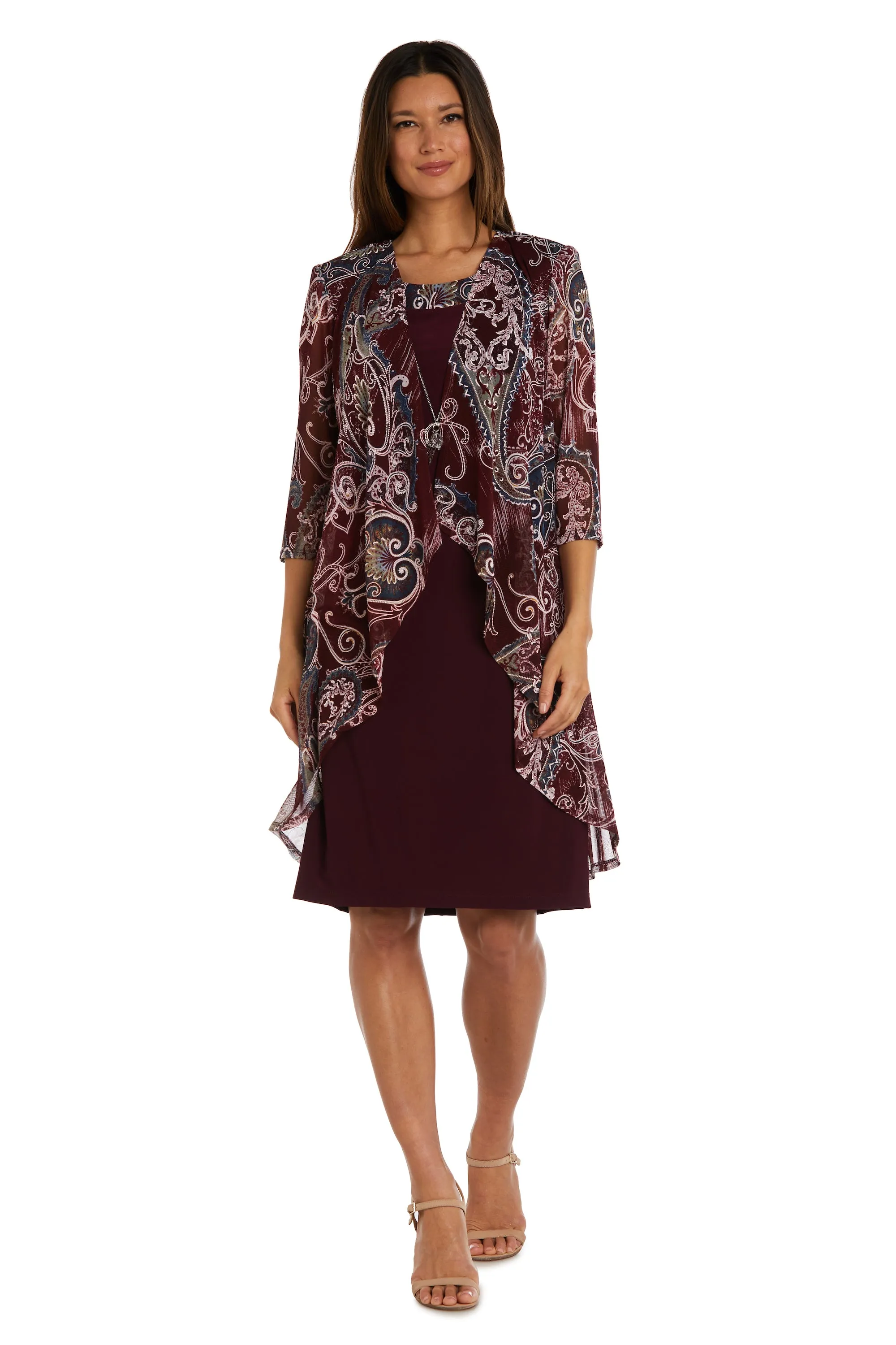 Two Piece Printed Jacket and Dress Set - Petite sold by R&M Richards
