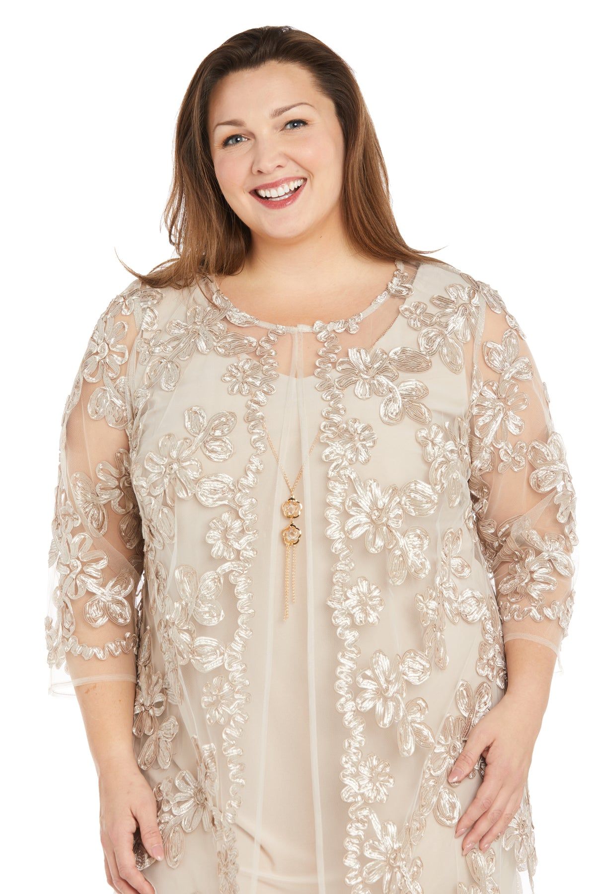 Floral Woven Jacket Dress - Attaches at The Neckline - Plus sold by R&M Richards product image thumbnail 5