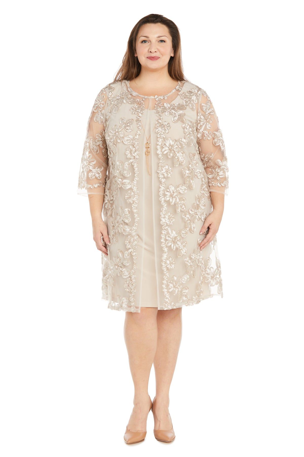 Floral Woven Jacket Dress - Attaches at The Neckline - Plus sold by R&M Richards