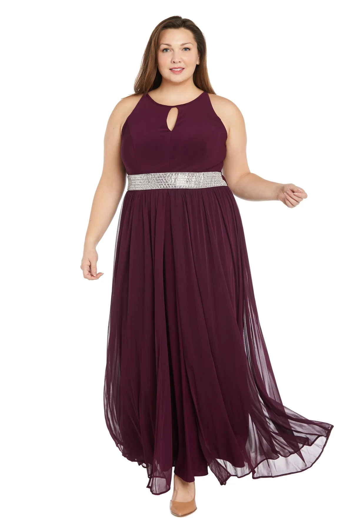 Maxi Dress with Keyhole Cutout, Halterneck and Flowing Skirt - Plus sold by R&M Richards