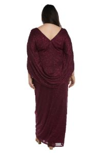 Draped Back Glitter Chiffon Dress - Plus sold by R&M Richards