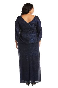 Draped Back Glitter Chiffon Dress - Plus sold by R&M Richards