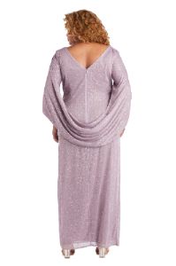 Draped Back Glitter Chiffon Dress - Plus sold by R&M Richards